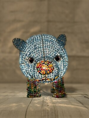 #ad Beadworx Handmade Lamp Wire amp; Beads Art Sculpture Pig $48.54