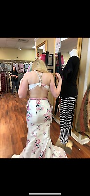 #ad Prom Dress White Pink Floral $55.00