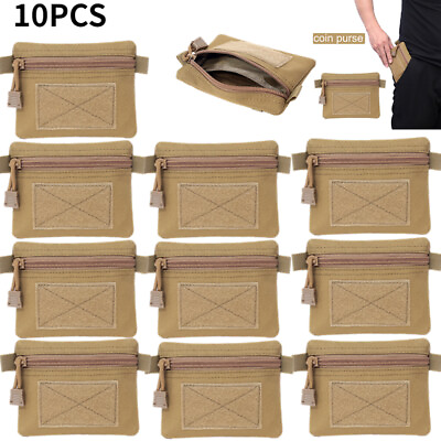#ad 10 pcs EDC Pouches Wallet Portable Waist Bag Coin Storage Bags for Outdoor Tan $56.99