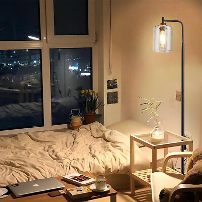 #ad 63In Industrial Floor Lamp Modern LED Standing Light Glass Shade Bedroom $77.99