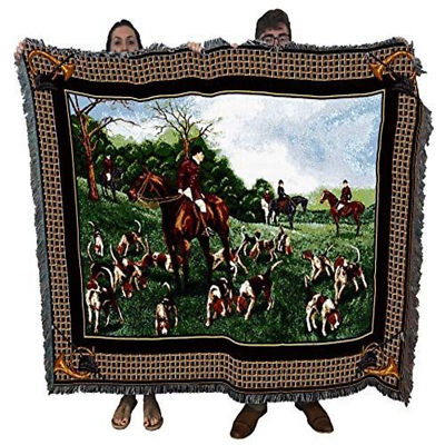 #ad Pure Country Weavers The Fox Hunt Blanket Wildlife Lodge Cabin Gift 72x54 $87.76