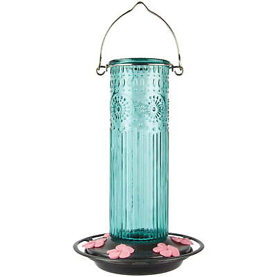 #ad Nature#x27;s Way Antique Glass Gravity Hummingbird Feeder 28 oz Antique Teal $25.82