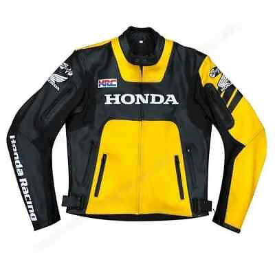 #ad Men Honda Motorcycle Leather Jacket Motorbike Padded Leather Jacket Custom $195.00