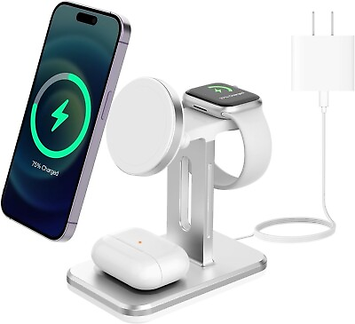 #ad Wireless Charger 3 in 1 Charging Station Fast iPhone Charging Station Color whit $14.89