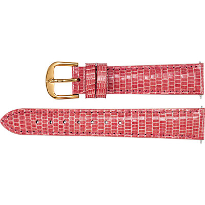 #ad New Pink Leather Watch Band Lizard Padded 18mm Long Ladies 26522182 2 Strap $7.99