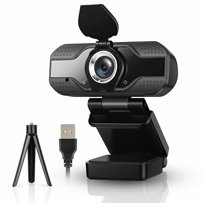 #ad 1080P Webcam With Privacy Cover Streaming Webcam w . Microphone USB Tripod $11.49