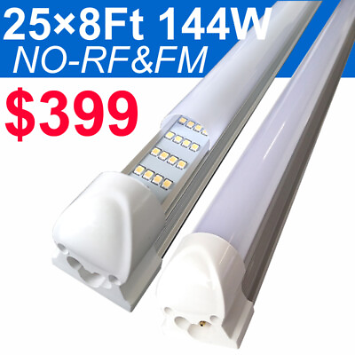 #ad #ad 25Pack 8 Foot LED Shop Light Fixture 8FT T8 LED Tube Light 8#x27; 144W Garage Light $399.98