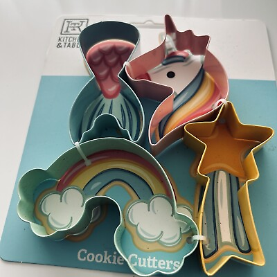 #ad Kitchen amp; Table Unicorn Star Mermaid Rainbow Cookie Cutter Blue Aqua $13.29