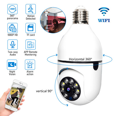 #ad 4Pack 1080P Light Bulb Camera Wi Fi IR Night Smart Home Wireless Security IP E27 $92.99