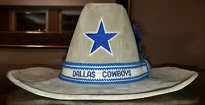#ad NFL Dallas Cowboys Vintage Rare 70#x27;s 80#x27;s AJD Cowboy Hat Western Suede Small $200.00