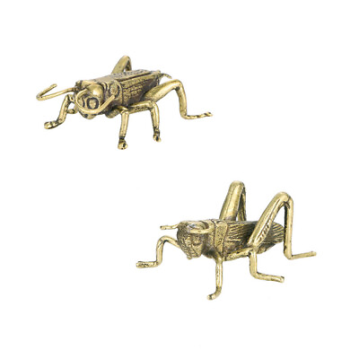 #ad Art Rare Chinese Bronze Brass Ware Handmade Cricket Insects Pet Ornament 2Pcs $14.99