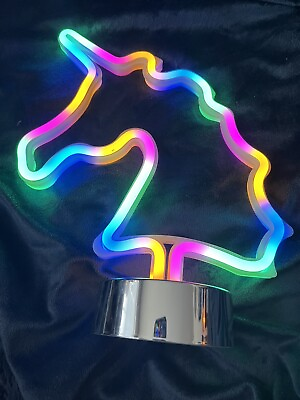 #ad AWESOME Unicorn Neon Night Light LED Home Decor Bedroom Lamp FUN Party Rainbow $26.96