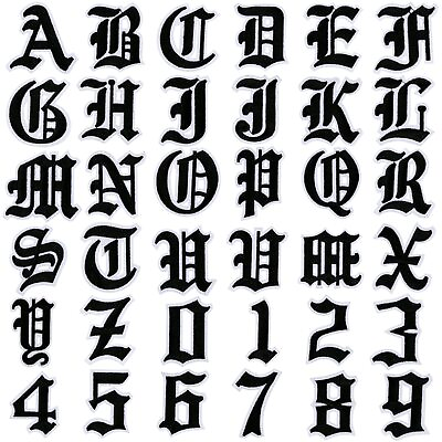 #ad Gothic Iron On Letters for Clothing A Z 26 Varsity Letter Patches Old English... $20.04