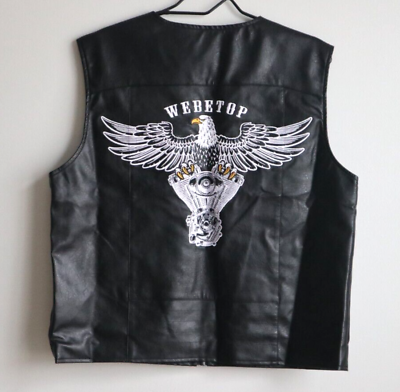 #ad Webetop Black Solid Leather Vest Eagle Safe Riding Motorcycle $26.72