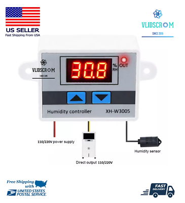 #ad W3005 Incubator Digital Humidity Controller Hygrometer Switch Tester AC DC $15.49