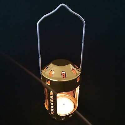 #ad Tea Light Portable Bright Brass Night Fishing Hanging Candle Lamp Yellow $10.40