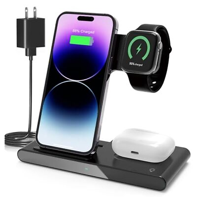 #ad Wireless Charger iPhone Charging Station: 3 in 1 Charger Stand Multiple Devic... $32.56