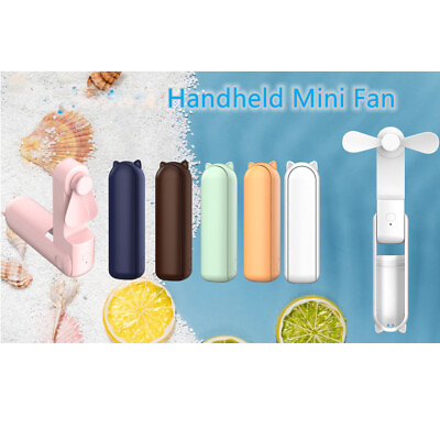 #ad Portable Handheld Fan Mini Pocket Hand Fan USB Rechargeable Foldable Fan Outdoor $12.99