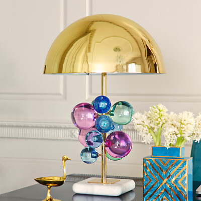 #ad LED Copper Bedside Desk Light Bedroom Crystal Beads Luxury Hotel Table Lamp $201.48