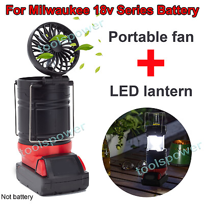 #ad LED Camping Lantern Tent Light with Fan Tent Lamp For Milwaukee 18V Battery $33.24