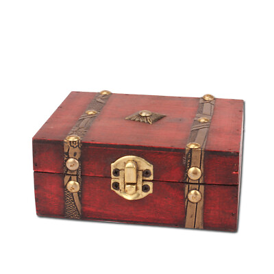 #ad Handmade Vintage Wooden Treasure Case Home Decor Trinket Jewelry Storage Box $17.99