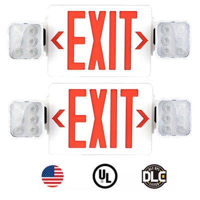 #ad 2 Pack Red LED Exit Sign UL Emergency Light Dual LED Lamp ABS Fire Resistance $48.95