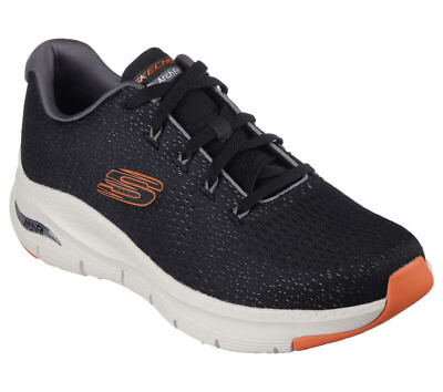 #ad Skechers Arch Fit Shoes Black Orange Mesh Men#x27;s Memory Foam Sport Comfort 232601 $56.99