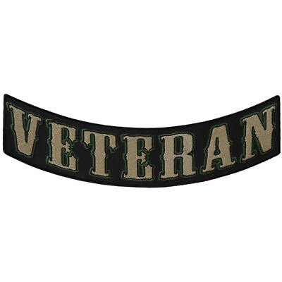 #ad Back Patch Iron On Bottom Rocker Veteran Black Tan Green Trim Military $14.99
