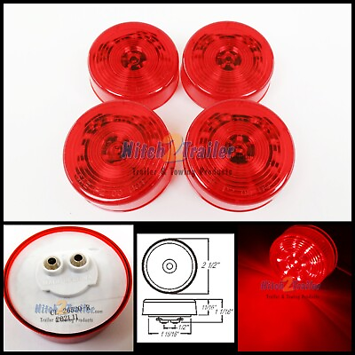 #ad 4 RED 12 SMD LED Light Trailer 2 1 2quot; round Clearance marker 2.5quot; Lights only $19.99