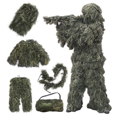 #ad #ad Woodland Camouflage Ghillie Suit Sniper Tactical Clothes Jungle Hunting L XL $44.00
