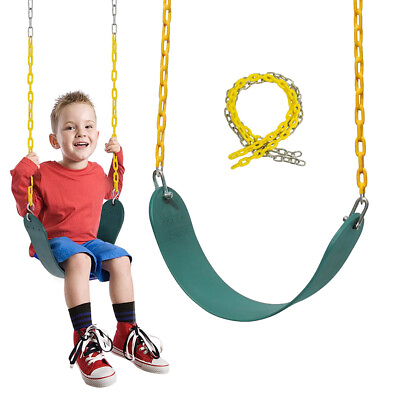#ad Heavy Duty Replacement Swing with Adjustable Ropes Swing Set Accessories Green $34.99