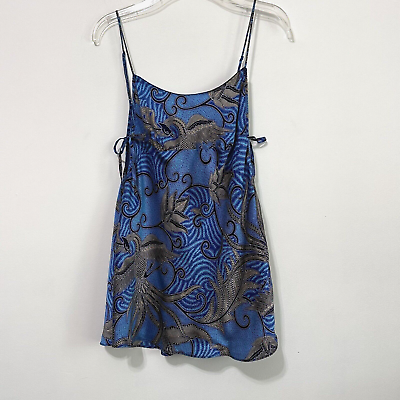 #ad Victorias Secret Silk Cami S Blue Tie Sides Bird Peacock Lingerie Romantic Sexy $33.99