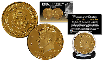 #ad JFK100 JOHN F. KENNEDY 100th BIRTHDAY 1917 2017 Official 24K Gold Plated Coin $8.99