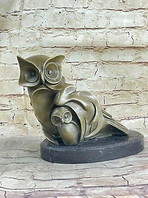 #ad Collector Edition Classic Modern Screech Owl Bird Bronze Sculpture Marble Deal $349.00