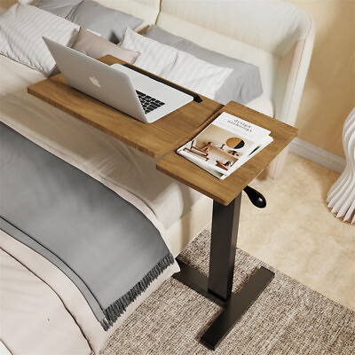 #ad Height Adjustable Overbed Bedside Desk Movable Sofa Laptop Table Folding Tilting $87.90
