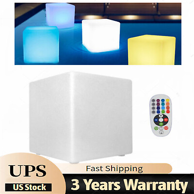 #ad 16quot; LED Light Cube Stool Chair 16 RGB Colors Rechargeable w Remote Control 5W $66.50