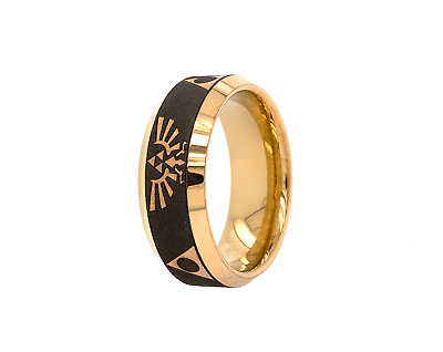 #ad Custom Zelda Tungsten 8mm Black Ring Yellow Gold Plated $320.00
