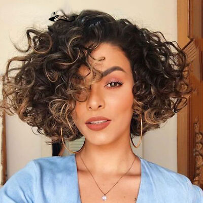 #ad Curly Colored Water Curly Bob Lace Human Wigs Ombre Blonde Deep Wave Lace Wig $94.99
