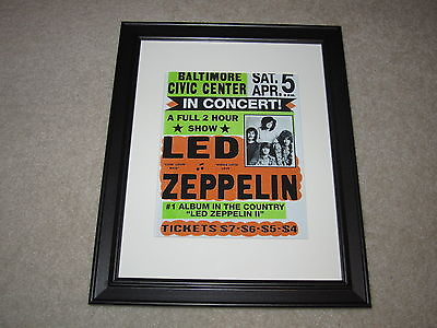 #ad Framed Led Zeppelin Concert Mini Poster 1969 Led Zep II Tour 14quot;x16.5quot; RARE $45.00