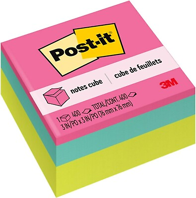 #ad Post it Notes Cube 400 Total Notes 3quot; x 3quot; Bright Colors 1 Pack $7.99