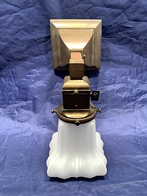 #ad Single Early Electric Mission Brass Sconce With Shade 96E $262.50