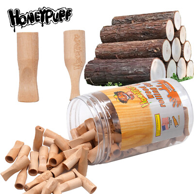 #ad HONEYPUFF 120X Natural Unrefined Wood Cigarette Filter Tips Flat Head Tips $23.69