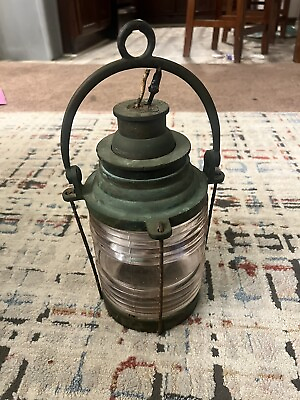 #ad Rare Antique Lantern Marine ELECTRIFIED MARITIME LAMP Bronze $270.00