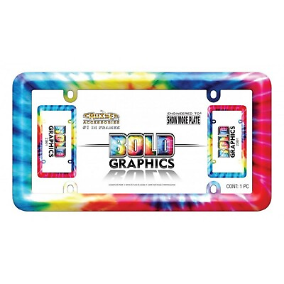 #ad bold graphics tie dye plastic license plate frame usa made $29.99