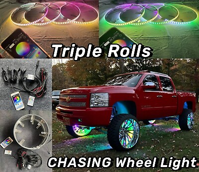 #ad 17.5quot; Chasing Triple Row Wheel Lights For Truck Jeep Shinning Lights Waterproof $287.85