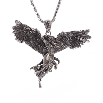 #ad Ecstasy Angel Jewelry Vintage Silver Sexy Goddess Standing Pendant Necklace $15.98