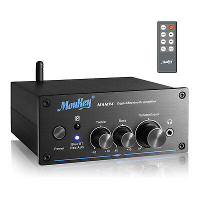 #ad Moukey Bluetooth 5.0 Stereo Audio 2 CH Amplifier Receiver Hi Fi Integrated Amp $42.00