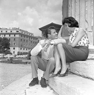 #ad Roger Moore and Italian actress Luisa Mattioli having a break from Old Photo AU $9.00
