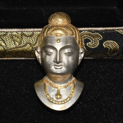 #ad Ancient Old Central Asian Solid Silver Gold Gilded Buddha Head 5th 6th Century $400.00