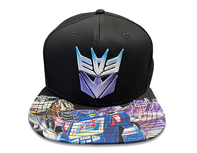 #ad Transformers Decepticons Color Shield 80#x27;s Cartoon Black Snapback Cap Hat $27.95